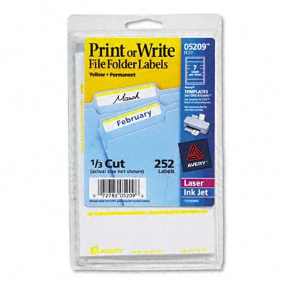 Print or Write File Folder Labels [Set of 3] Color: White / Yellow