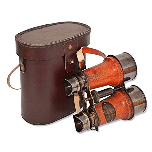RKS COLECTIONS Royal Nautical 6 inch Leather Brass Traveling Binocular Brown