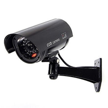 Load image into Gallery viewer, Outdoor Fake Security Camera, Dummy CCTV Surveillance System with Realistic Red Flashing Lights and Warning Sticker (4, Black)

