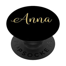Load image into Gallery viewer, Anna Personalized Yellow and Black Custom First Name PopSockets Grip and Stand for Phones and Tablets
