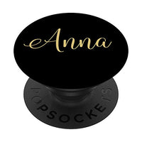 Anna Personalized Yellow and Black Custom First Name PopSockets Grip and Stand for Phones and Tablets