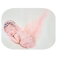 Coberllus Newborn Boy Girl Photography Props Newborn Wraps Baby Photo Shoot Outfits Wrap Lace Yarn Cloth Blanket (Snow Bud Color), 0-12 months