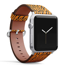 Load image into Gallery viewer, Compatible with Big Apple Watch 42mm, 44mm, 45mm (All Series) Leather Watch Wrist Band Strap Bracelet with Adapters (Stripe Animals Jungle Tiger Fur)
