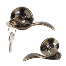 Load image into Gallery viewer, Keyed Door Knob Lever with Lock and Key, Ohuhu Wave Lever Entry Door Handle Knob Lock with Key Leverset Lockset
