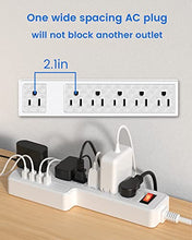 Load image into Gallery viewer, Mountable Surge Protector Power Strip JACKYLED 10ft 6 Outlets 4 USB Ports Electric Power Outlet with Right Angle Flat Plug Electric Long Extension Cord Power Charging Station for Home Office White
