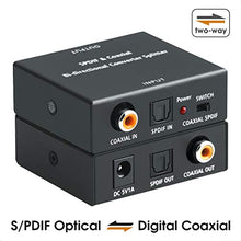 Load image into Gallery viewer, Optical-to-Coaxial or Coax-to-Optical Digital Audio Converter Adapter, Bi-Directional Digital Coaxial to/from SPDIF Optical (Toslink) Audio Signal Converter/Repeater
