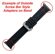 Load image into Gallery viewer, 2 Black Connector Lugs Adapters with Outside Screw Bars &amp; Star Tool Compatible with Apple Watch 38mm All Series SE 6 5 4 3 2 1 - Fits up to 22mm Watch Straps
