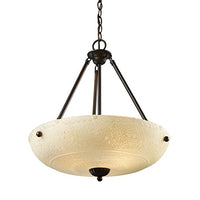 Elk 66322-4 Restoration 4-Light Pendant, 24-Inch, Aged Bronze With Scavo White Glass