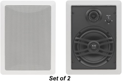 Yamaha Natural Sound Custom Easy-to-install In-Wall Flush Mount 3-Way 150 watts Speaker Set (1 Pair of 2 Speakers) with a 1