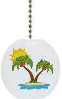 Palm Trees and Sun Ceramic Fan Pull