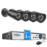Hiseeu 1080p Home Security Camera System, H.265+8CH Indoor Outdoor Security Cameras with Night Vision/Motion Alert/Remote Access/1 TB HDD, 4Pcs Waterproof&Wired Surveillance Cameras for 24/7 Recording