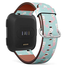 Load image into Gallery viewer, Replacement Leather Strap Printing Wristbands Compatible with Fitbit Versa - Cute cat Mermaid Pattern on Turquoise Background
