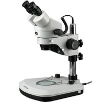 AmScope SM-1B-PL Professional Binocular Stereo Zoom Microscope, WH10x Eyepieces, 7X-45X Magnification, 0.7X-4.5X Zoom Objective, Upper and Lower LED Light, Pillar Stand, 110V-120V