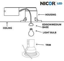 Load image into Gallery viewer, Nicor Lighting 5 Inch White Recessed Baffle Trim (15511)
