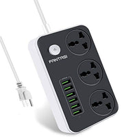 Power Strip with USB Ports Long Cord Universal Socket 3 Outlets Surge Protector 6 Quick USB (5V 3.4A 17W) Charging Station 6.5ft Power Cord 2500W Circuit Breaker Child Safe Door (Black)