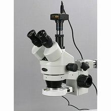 Load image into Gallery viewer, AmScope SM-3TZ-54S-10M Digital Professional Trinocular Stereo Zoom Microscope, WH10x Eyepieces, 3.5X-90X Magnification, 0.7X-4.5X Zoom Objective, 54-Bulb LED Light, Single-Arm Boom Stand, 110V-240V, I
