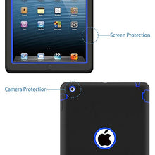 Load image into Gallery viewer, Fingic iPad 4 Case, iPad 2 Case, iPad 3 Case, Heavy Duty Shock-Absorption Three Layer High Impact Hybrid Hard PC Soft Solicone Armor Full Body Protective Case Cover for iPad 2/3/4 Retina, Blue+Black
