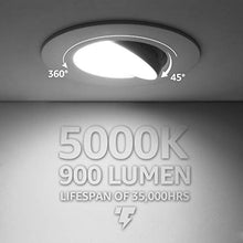 Load image into Gallery viewer, TORCHSTAR 5/6 Inch Gimbal LED Retrofit Downlight, Adjustable Recessed Ceiling Light, Dimmable 13W(100W Eqv.), 900lm, UL &amp; Energy Star Listed, CRI90, 5000K Daylight, Damp Location, Pack of 4
