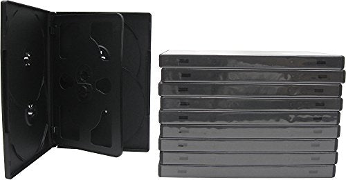 10pk. - STANDARD BLACK 14mm. 6-DISC OVERLAP DVD BOX WITH HINGED INSERT