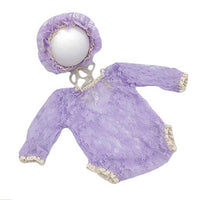 Baby Photography Props Lace Hats Rompers Newborn Girl Photo Shoot Outfits Hat Set Infant Princess Costume (Purple)