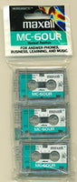 Maxell Microcassette BONUS 3-Pack (MODEL No. #MC-60UR)