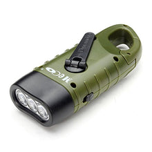 Load image into Gallery viewer, MECO Hand Cranking Solar Powered Rechargeable Flashlight Emergency LED Flashlight Carbiner Dynamo Quick Snap Clip Backpack Flashlight Torch Weather Ready for Camping Outdoor Climbing Hiking
