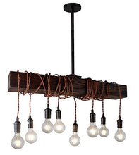 Load image into Gallery viewer, 32&quot; Vintage Rustic Wood Beam Pendant Light Antique Decor Chandelier - Perfect for Kitchen, Bar, Farmhouse, Industrial, Island, Billiard and Edison Bulb Decor. Natural Reclaimed Rustic Wooden Light

