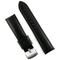 B & R Bands 24mm Black Calf Leather Watch Band Strap - Large Length