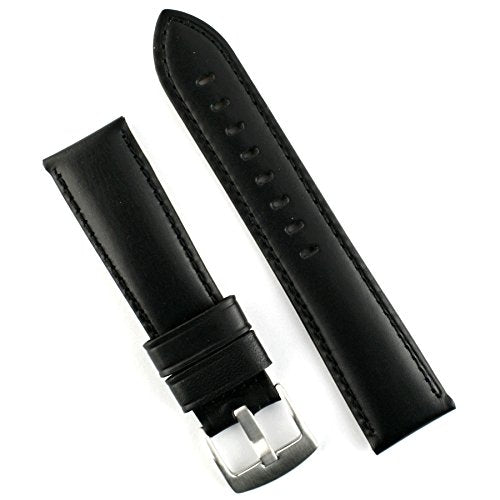 B & R Bands 24mm Black Calf Leather Watch Band Strap - Small Length