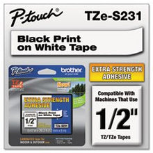 Load image into Gallery viewer, (6 Pack Value Bundle) BRTTZES231 TZe Extra-Strength Adhesive Laminated Labeling Tape, 1/2w, Black on White
