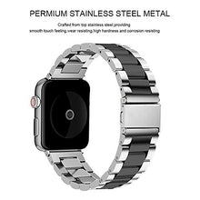 Load image into Gallery viewer, U191U Band Compatible with Apple Watch 38mm 42mm Stainless Steel Wristband Metal Buckle Clasp iWatch 40mm 44mm Strap Bracelet for Apple Watch Series 4/3/2/1 Sports Edition(Silver/Black, 42MM)
