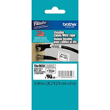 Load image into Gallery viewer, Brother Genuine P-touch TZE-FX251 Tape, 1&quot; (0.94&quot;) Wide Flexible-ID Laminated Tape, Black on White, Best Suited for Wire Wrapping and Flagging, Water-Resistant, 0.94&quot; x 26.2&#39; (24mm x 8M), TZEFX251
