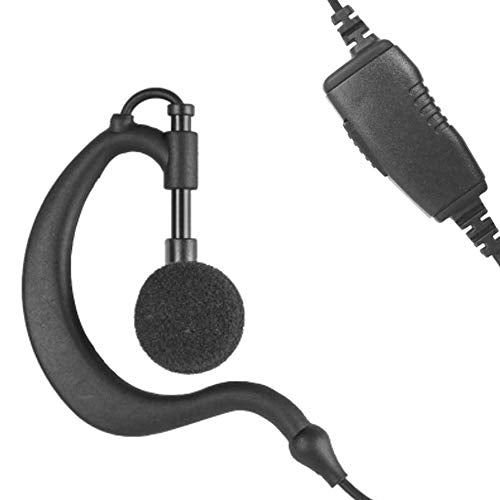 1-Wire Earhook Fiber Cord Earpiece Inline PTT for Icom Two-Way Radios (See List)