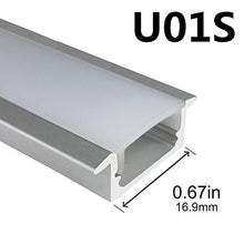 Load image into Gallery viewer, LightingWill 10-Pack 3.3ft/1M 9x23mm Silver U-Shape Internal Width 12mm LED Aluminum Channel System with Cover, End Caps and Mounting Clips Aluminum Extrusion for LED Strip Light Installations-U01S10
