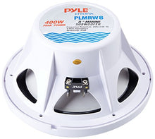 Load image into Gallery viewer, Pyle PLMRW8 8-Inch Outdoor Marine Audio Subwoofer - 400 Watt Single White Waterproof Bass Loud Speaker For Marine Stereo Sound System, Under Helm or Box Case Mount in Small Boat, Water Vehicle
