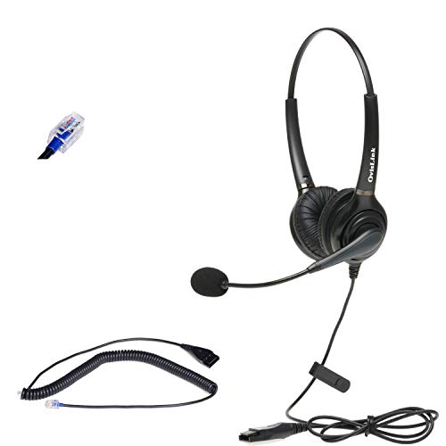 Dual Ear Nortel Phone Headset | Noise Canceling Call Center Headset for Nortel Meridian Norstar Office Phones | Complete Set with RJ9 Quick Disconnect Cord | Flexible Microphone Boom | Comfortable
