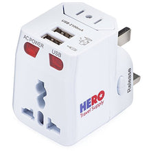 Load image into Gallery viewer, HERO Universal Travel Adapter (2 USB Ports)  Power Plug for US Europe France UK Ireland Thailand NZ Australia 100+ Countries
