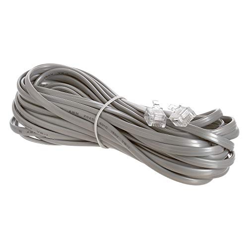 Cmple - Telephone Extension Cord Cable, 4 Conductor Wire with RJ11 6P4C Plug Cable for Landline Telephone - 25 FT, Gray