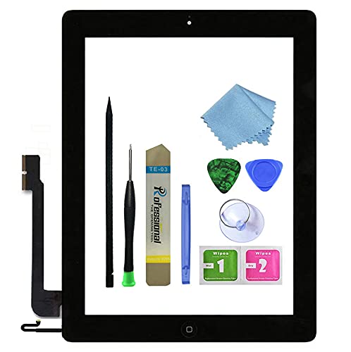 Zentop Touch Screen Digitizer Replacement for Black iPad 4 4th Generation A1458 A1459 A1460 Glass Assembly Repair Kit with Frame Bezel,Tools.