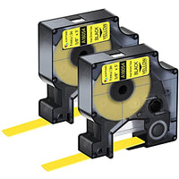 KCMYTONER 2 Pack Printable Heat Shrink Tubing Label Tape 18054 Black on Yellow 3/8
