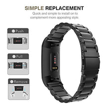 Load image into Gallery viewer, MoKo Band Compatible with Fitbit Charge 3/Charge 4, Premium Stainless Steel Metal Watch Band Replacement Strap Band Bracelet with Watch Lugs Fit Fitbit Charge 3/Charge 4 - Black
