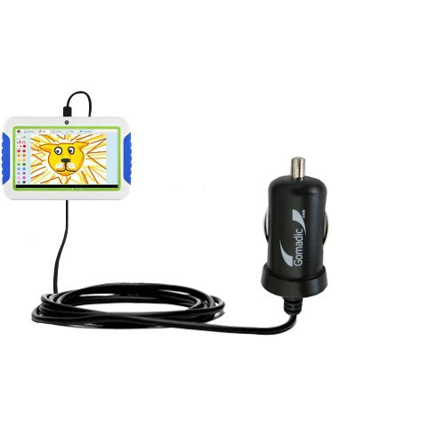 Gomadic Intelligent Compact Car / Auto DC Charger suitable for the Ematic FunTab Mini (FTABM) - 2A / 10W power at half the size. Uses Gomadic TipExchange Technology