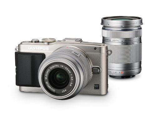 Olympus Mirrorless SLR E-PL6 with ED 14-42mm f/3.5-5.6 and ED 40-150mm f/4.0-5.6 Lens Kit (Silver) - International Version