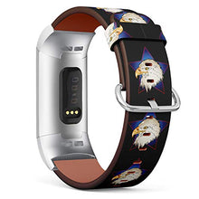 Load image into Gallery viewer, Replacement Leather Strap Printing Wristbands Compatible with Fitbit Charge 3 / Charge 3 SE - American Bale Eagle On Pentagon Background
