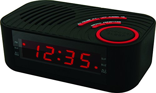 Coby CBCR-100-BLK Digital Alarm Clock with AM/FM Radio and Dual Alarm (Black)