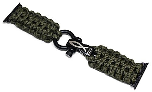 Paracord 550 Watchband with Black Steel Adjustable Shackle Solid