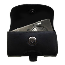Load image into Gallery viewer, Belt Mounted Leather Case Custom Designed for the Nikon Coolpix S500 - Black Color with Removable Clip by Gomadic
