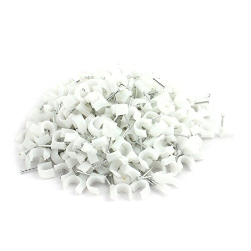 Aexit 500Pcs 12mm Cord Management Diameter Plastic Wall Insert Circle Cable Mount Nail Cable Straps Clips White
