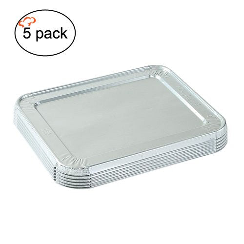 Tiger Chef Top Quality 5-Pack 9 x 13 inch Aluminum Foil Lids Disposable