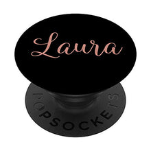 Load image into Gallery viewer, Laura Personalized Blush Pink and Black Custom Name PopSockets PopGrip: Swappable Grip for Phones &amp; Tablets
